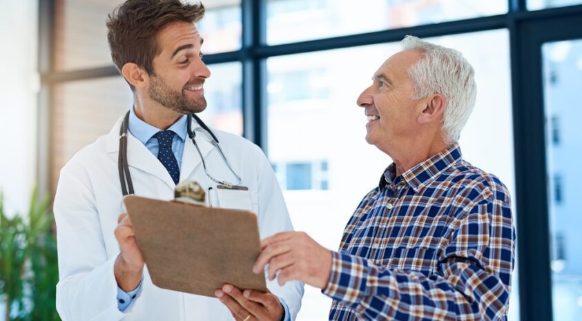 Patient and doctor discussing treatment.
