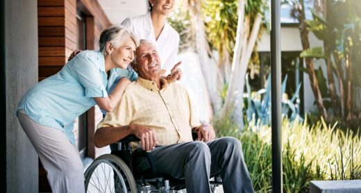 Senior couple receiving long-term care.