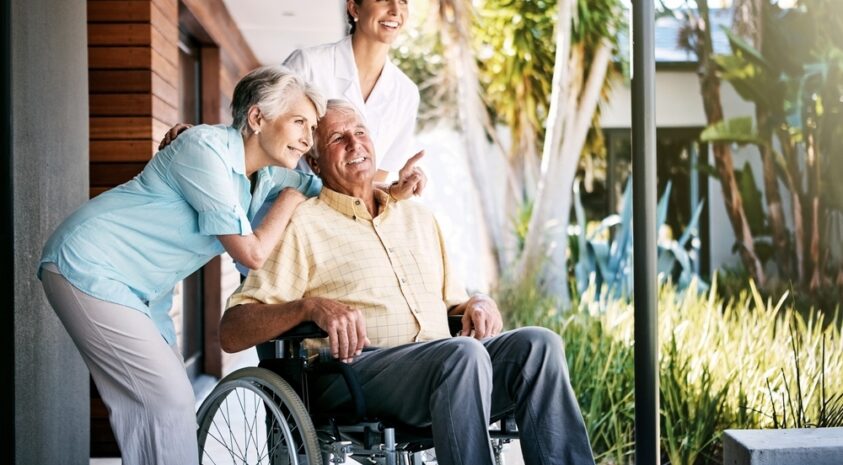 Senior couple receiving long-term care.